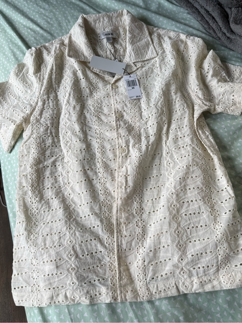 Jason Wu Cream Eyelet Short-Sleeve Jacket